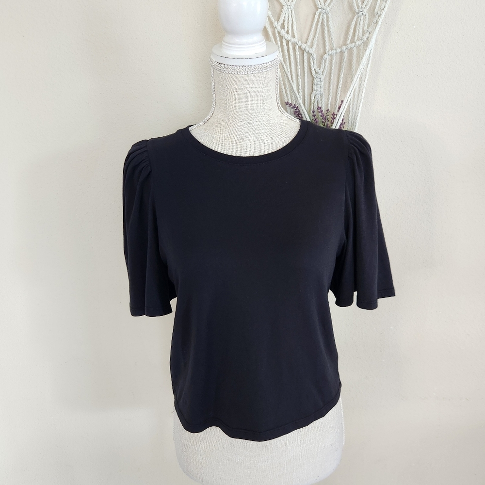 Paige Black Sigrid Puff Sleeve Tee Shirt Size XS NWT $119 - Picture 2 of 12